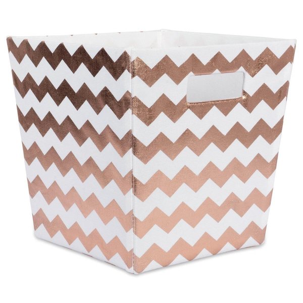 Design Imports 11 x 11 x 11 in. Chevron Polyester Trapezoid Storage BinCopper CAMZ37966